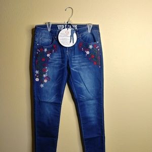 Embroidered Stretch Denim Jeans